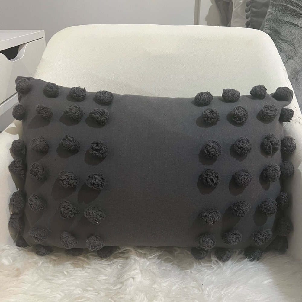 LIKE NEW! Dark grey throw pillow!